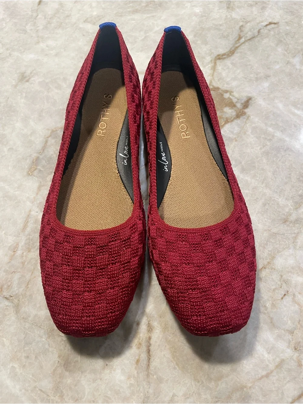 Rothy's The Max Square Women's Burgundy Knit Square-Toe Ballet Flats NWOT
